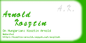 arnold kosztin business card